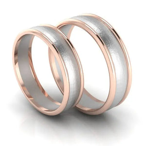 Classic Plain Platinum Couple Rings With a Rose Gold Border JL PT 633   Jewelove.US