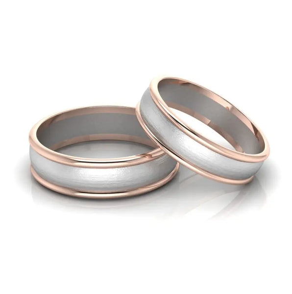 Plain Platinum & Rose Gold Couple Rings With a Wave JL PT 403 - Etsy