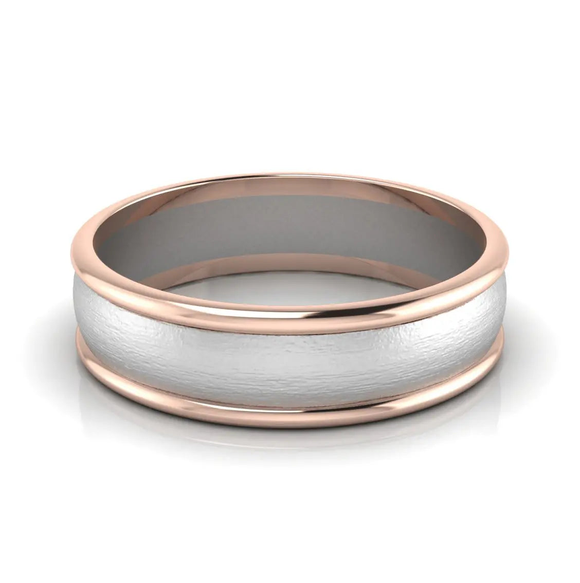 Classic Plain Platinum Couple Rings With a Rose Gold Border JL PT 633  Men-s-Ring-only Jewelove.US