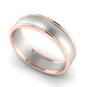 Classic Plain Platinum Couple Rings With a Rose Gold Border JL PT 633  Women-s-Ring-only Jewelove.US