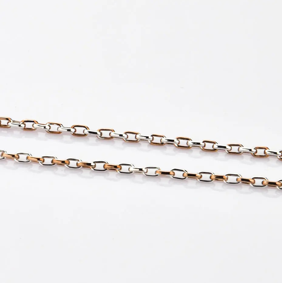 Classic Platinum Rose Gold Chain with Alternate Links JL PT CH 771   Jewelove.US