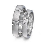 Load image into Gallery viewer, Concentric Circles Platinum Couple Rings with Diamonds JL PT 418  Both Jewelove
