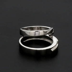 Conjoining Platinum Rings for Couples with Single Diamonds JL PT 599   Jewelove.US