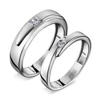 Load image into Gallery viewer, Conjoining Platinum Rings for Couples with Single Diamonds JL PT 599  Both Jewelove.US

