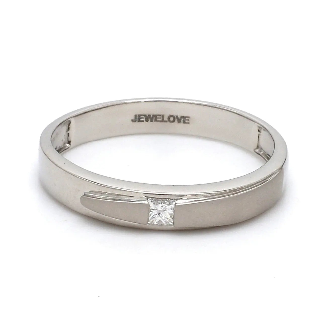 Conjoining Platinum Rings for Couples with Single Diamonds JL PT 599  Men-s-Band-Only Jewelove.US