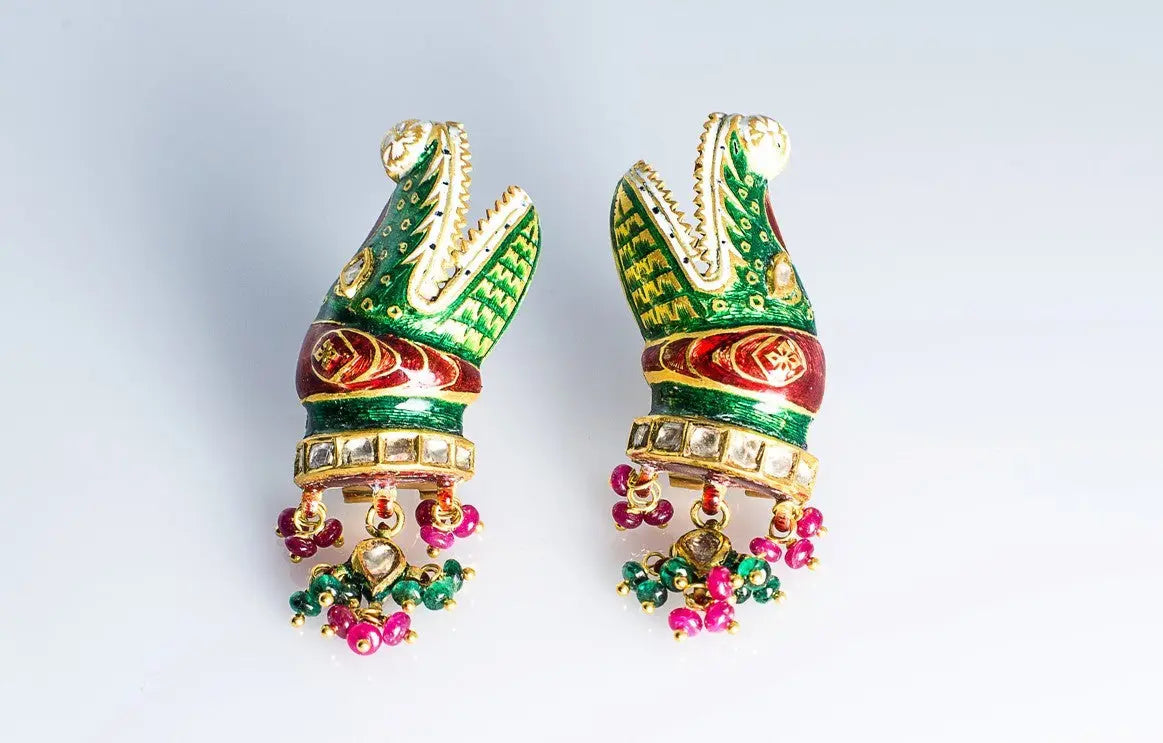 Crocodile Earrings with Enamel SKU 6 by Suranas Jewelove   Suranas Jewelove