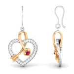 Load image into Gallery viewer, Cupid&#39;s Arrow Platinum &amp; Rose Gold Heart Earrings with Ruby &amp; Diamonds JL PT P 8064   Jewelove.US
