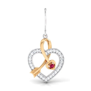 Cupid's Arrow Platinum & Rose Gold Heart Earrings with Ruby & Diamonds JL PT P 8064   Jewelove.US