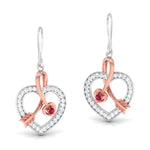 Load image into Gallery viewer, Cupid&#39;s Arrow Platinum &amp; Rose Gold Heart Earrings with Ruby &amp; Diamonds JL PT P 8064  Rose-Gold Jewelove.US
