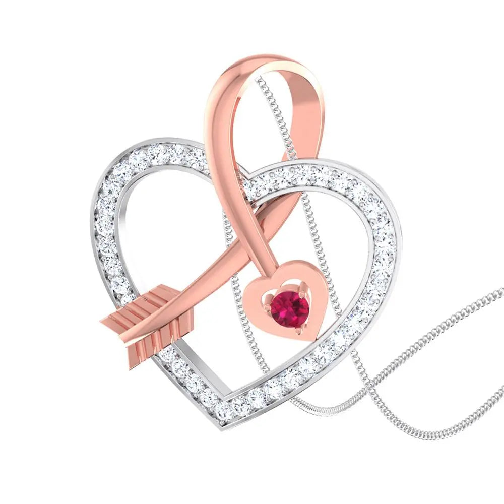 Cupid's Arrow Platinum & Rose Gold Heart Pendant with Ruby & Diamonds JL PT P 8064   Jewelove.US