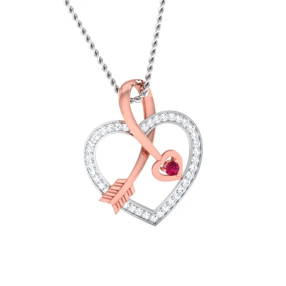 Cupid's Arrow Platinum & Rose Gold Heart Pendant with Ruby & Diamonds JL PT P 8064   Jewelove.US