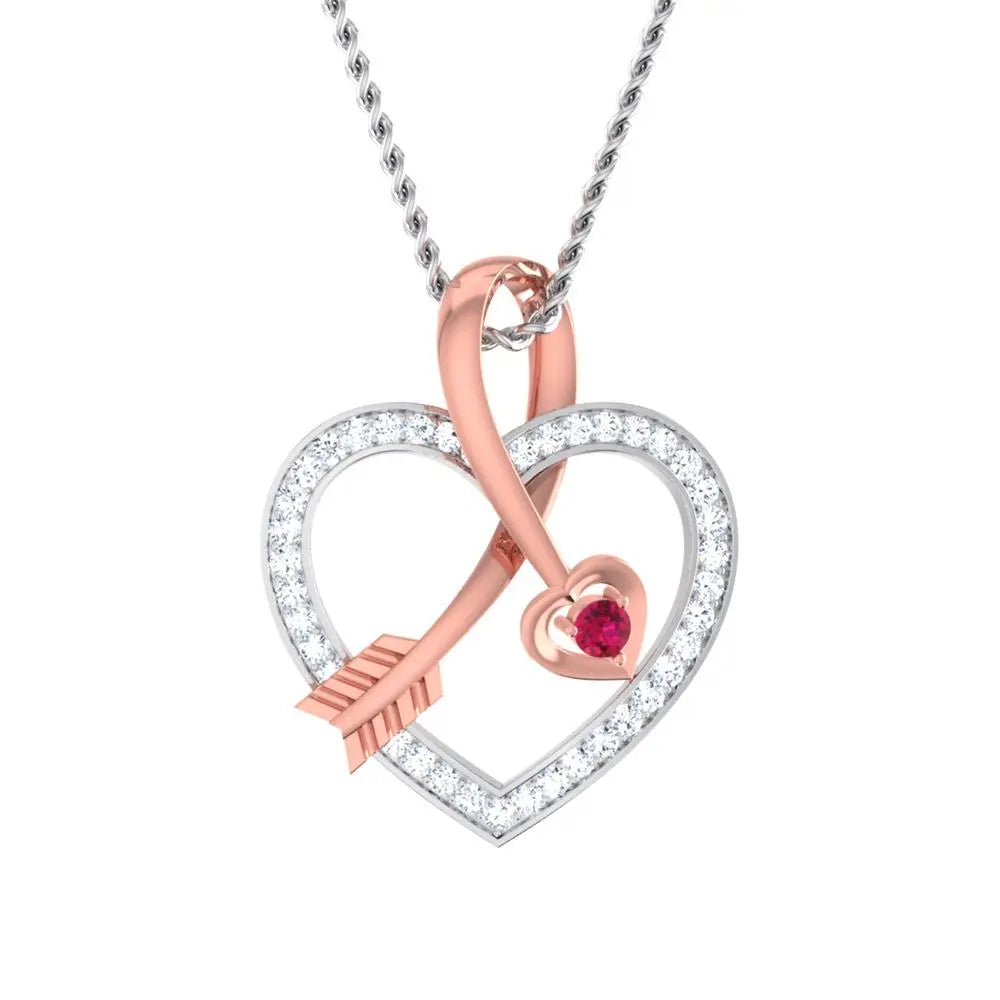 Cupid's Arrow Platinum & Rose Gold Heart Pendant with Ruby & Diamonds JL PT P 8064   Jewelove.US