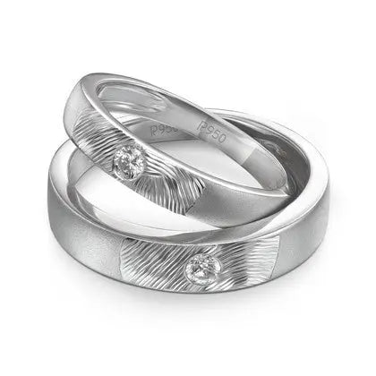 Curve Textured Platinum Couple Bands with Single Diamonds JL PT 425   Jewelove