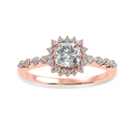 Load image into Gallery viewer, 70-Pointer Cushion Cut Solitaire Halo Diamond Shank 18K Rose Gold Ring JL AU 1249R-B   Jewelove.US
