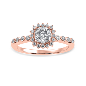 70-Pointer Cushion Cut Solitaire Halo Diamond Shank 18K Rose Gold Ring JL AU 1249R-B   Jewelove.US