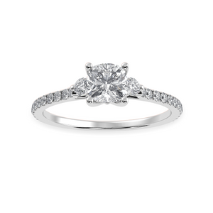 30-Pointer Cushion Cut Solitaire Diamond Accents Shank Platinum Ring JL PT 1241   Jewelove.US