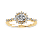 Load image into Gallery viewer, 70-Pointer Cushion Cut Solitaire Halo Diamond Shank 18K Yellow Gold Ring JL AU 1249Y-B   Jewelove.US
