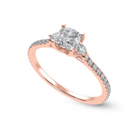 Load image into Gallery viewer, 70-Pointer Cushion Cut Solitaire Diamond Accents Shank 18K Rose Gold Ring JL AU 1241R-B   Jewelove.US
