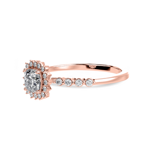 70-Pointer Cushion Cut Solitaire Halo Diamond Shank 18K Rose Gold Ring JL AU 1249R-B   Jewelove.US