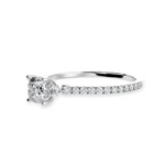 Load image into Gallery viewer, 30-Pointer Cushion Cut Solitaire Diamond Accents Shank Platinum Ring JL PT 1241   Jewelove.US
