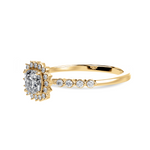 Load image into Gallery viewer, 70-Pointer Cushion Cut Solitaire Halo Diamond Shank 18K Yellow Gold Ring JL AU 1249Y-B   Jewelove.US
