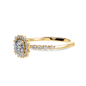 50-Pointer Cushion Cut Solitaire Halo Diamond Shank 18K Yellow Gold Ring JL AU 1249Y-A   Jewelove.US