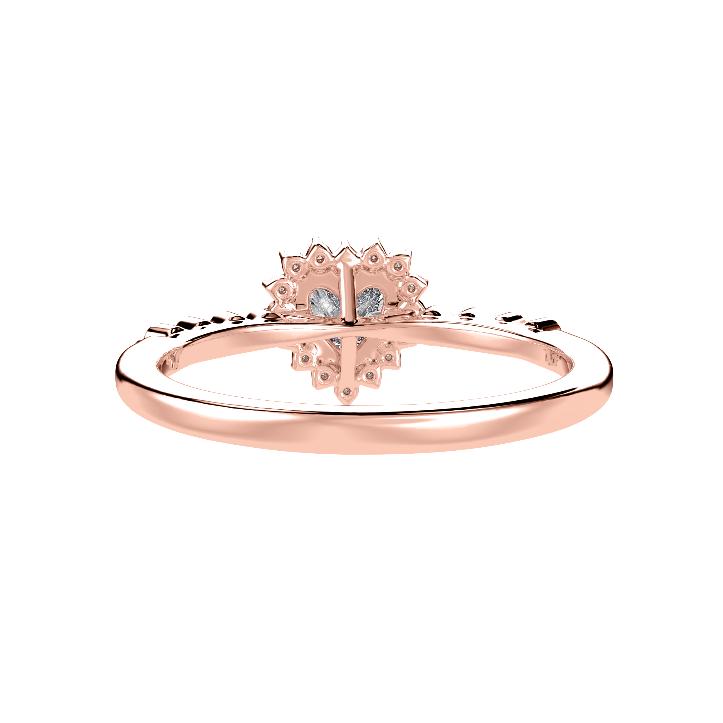 70-Pointer Cushion Cut Solitaire Halo Diamond Shank 18K Rose Gold Ring JL AU 1249R-B   Jewelove.US