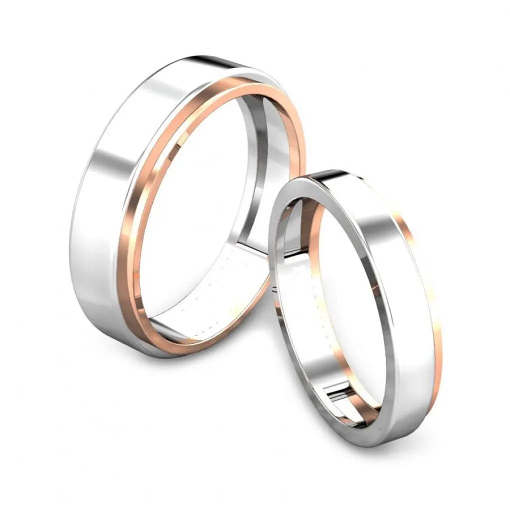 Customised Platinum Love Bands with Rose Gold JL PT 925   Jewelove.US