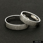 Load image into Gallery viewer, Customized Fingerprint Engraved Platinum Rings for Couples JL PT 270
