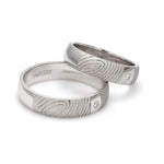 Load image into Gallery viewer, Customized Fingerprint Engraved Platinum Rings with Diamonds for Couples   Jewelove.US
