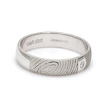 Load image into Gallery viewer, Customized Fingerprint Engraved Platinum Rings with Diamonds for Couples   Jewelove.US
