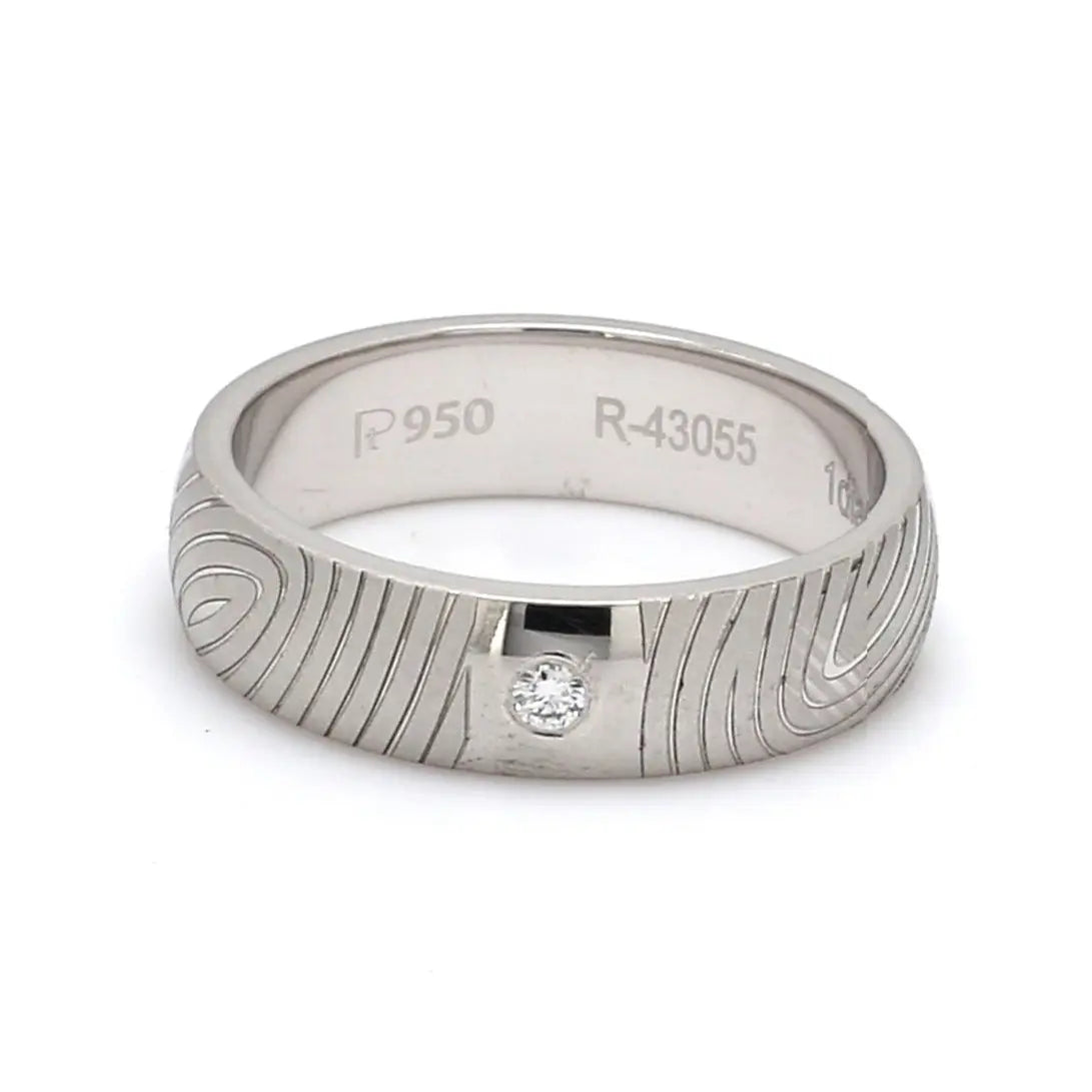 Customized Fingerprint Engraved Platinum Rings with Diamonds for Couples   Jewelove.US