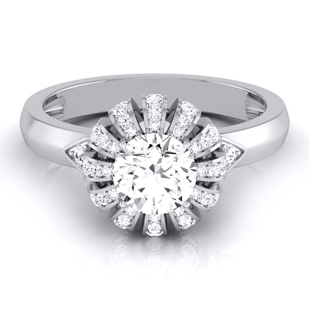 50-Pointer Solitaire Designer Platinum Diamond Ring  for Women JL PT 8052-A   Jewelove