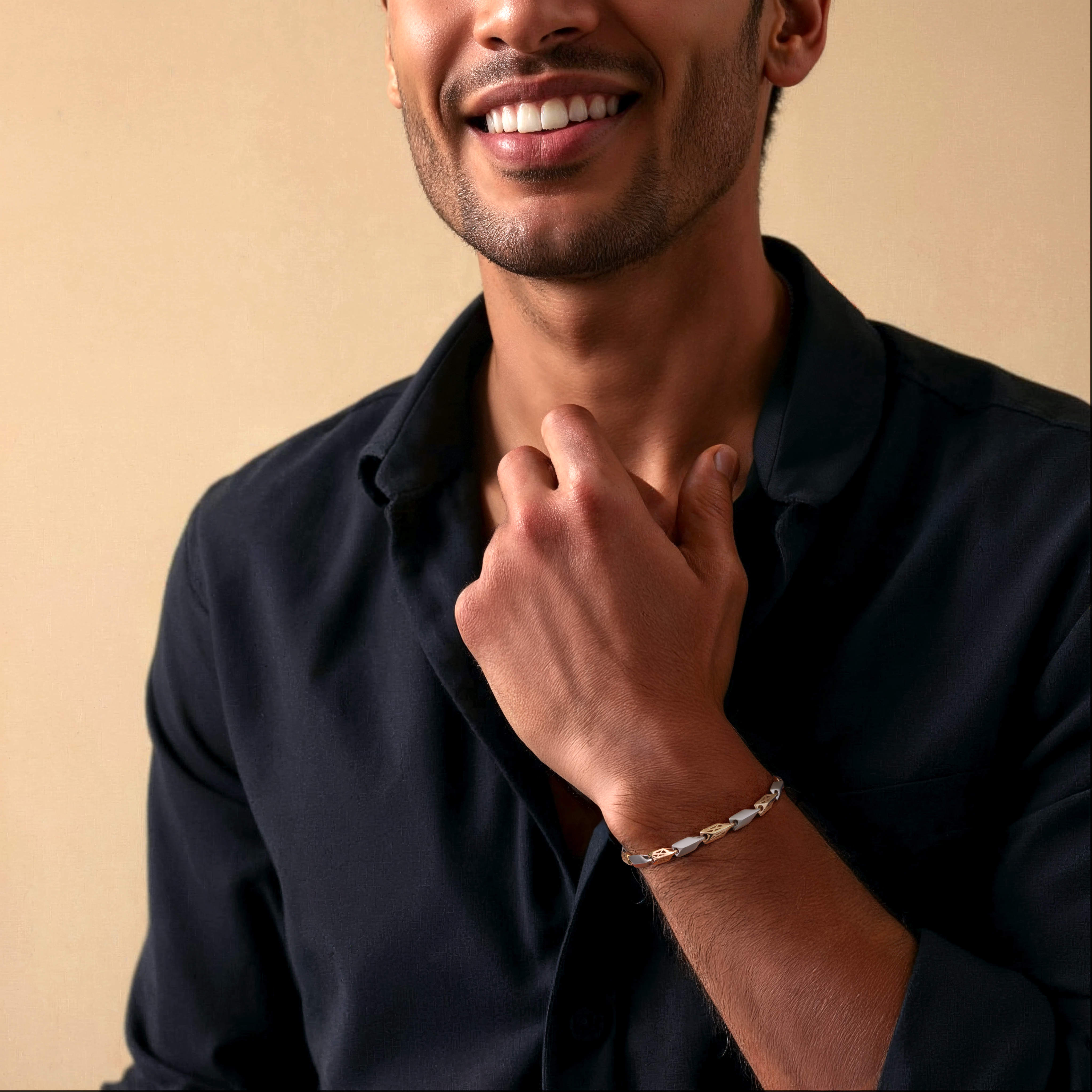 5.75mm Platinum & Rose Gold Bracelet for Men JL PTB 1217