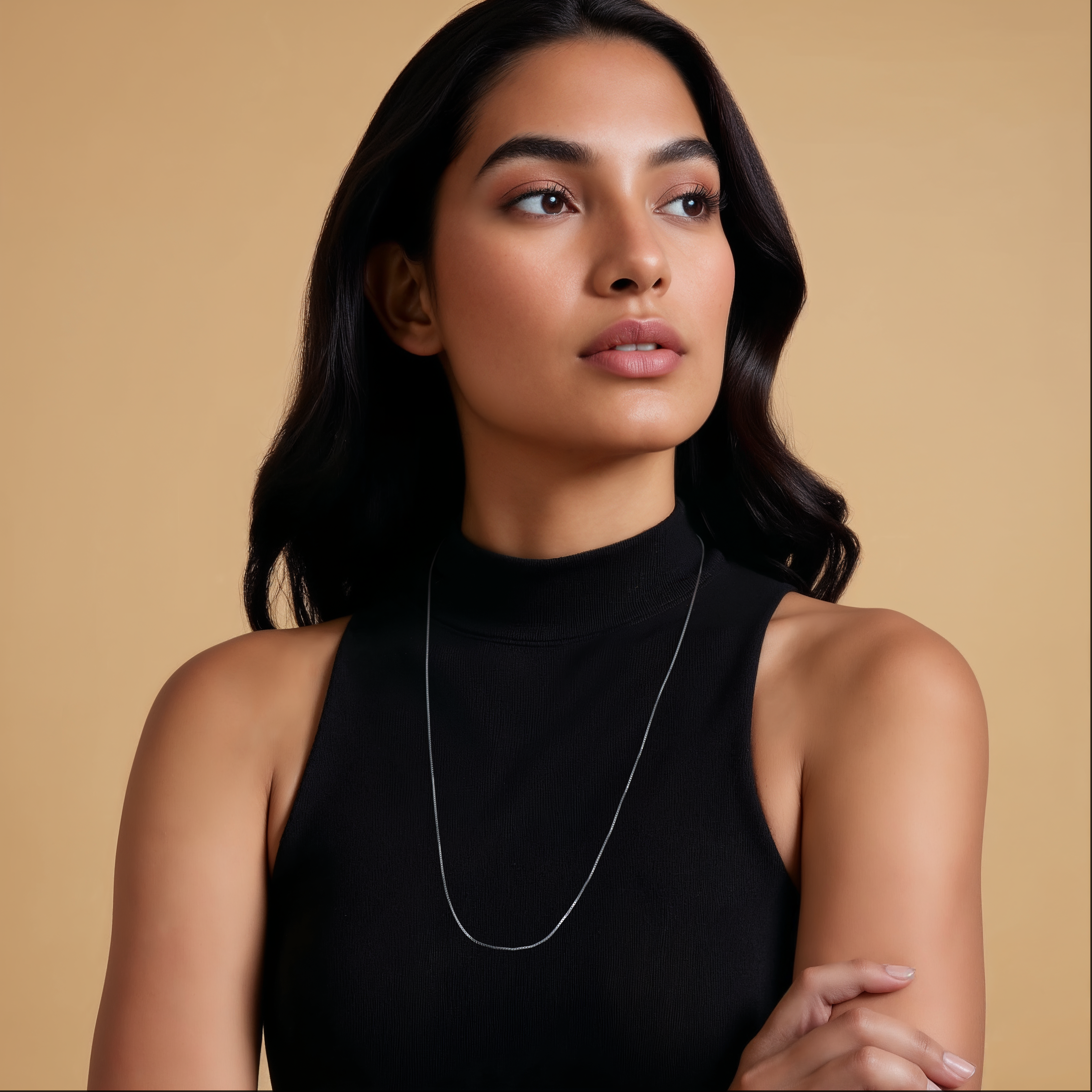 1.2mm Unisex Plain Platinum Box Chain SJ PTO 702-A