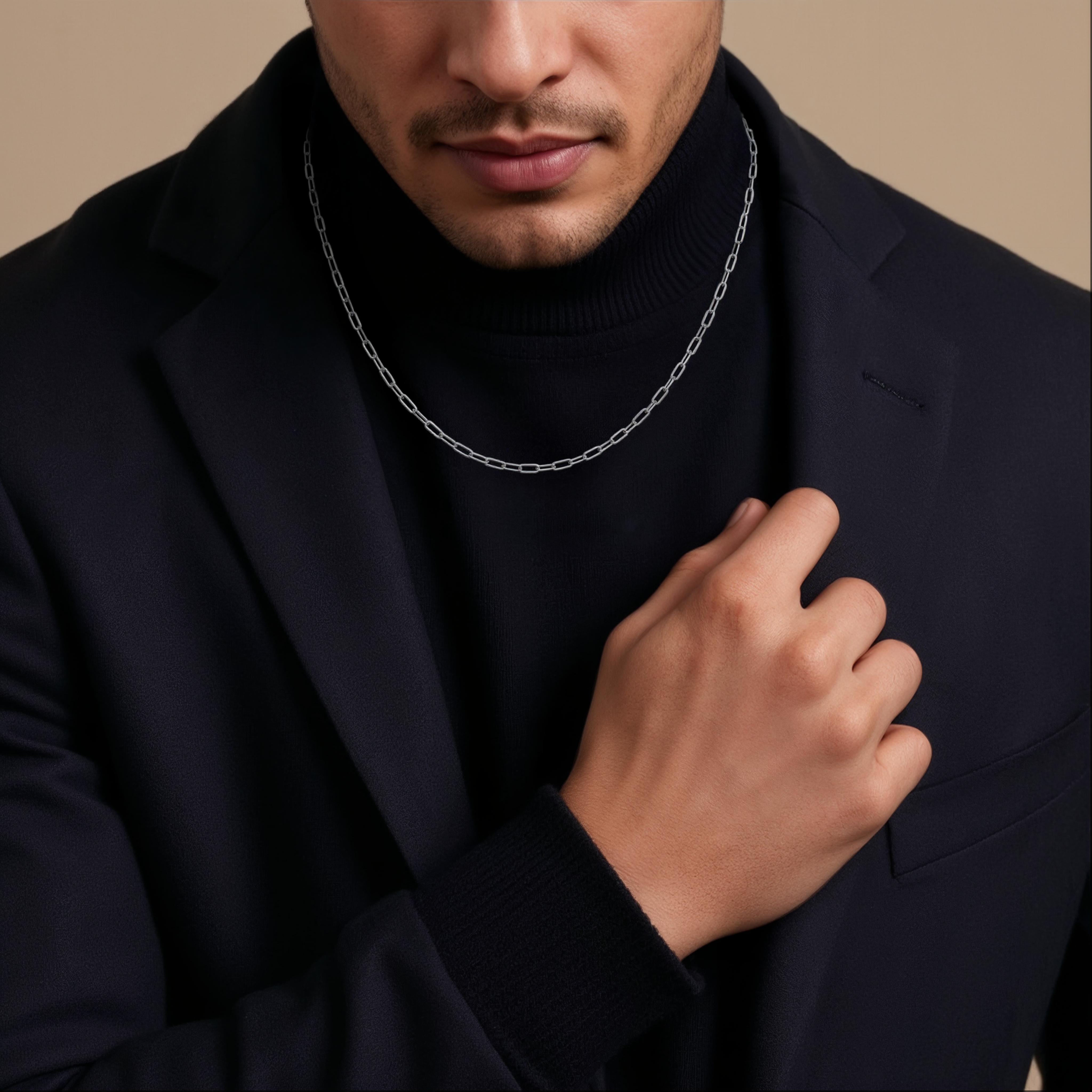 2mm Japanese Rectangular Links Classic Platinum Chain JL PT CH 1118