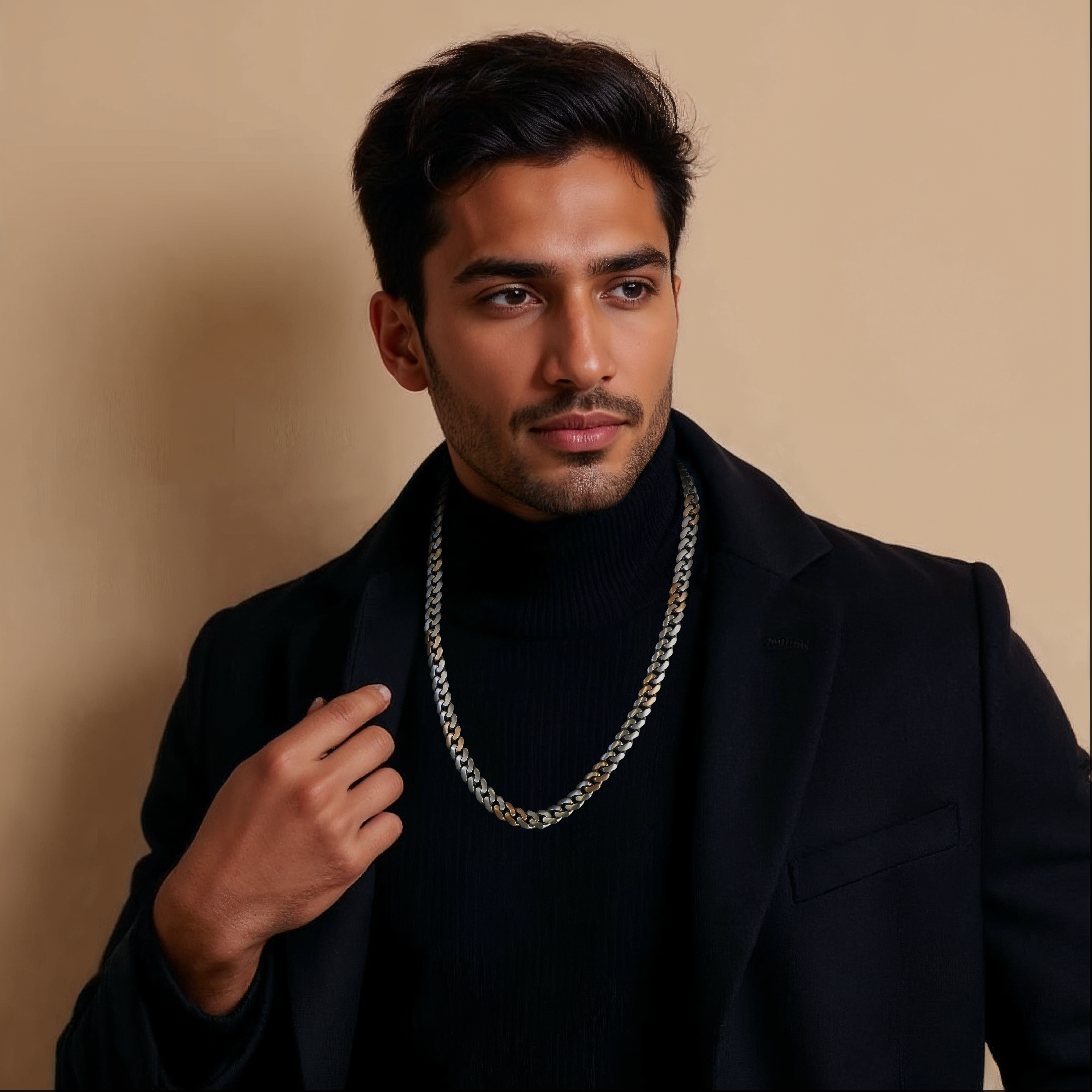 Men of Platinum | 8.5mm Double Side Matte & Hi-Polish Rose Gold Heavy Chain for Men JL PT CH 1332