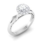 Load image into Gallery viewer, 50-Pointer Solitaire Halo Platinum Twisted Shank Engagement Ring JL PT 6579-A
