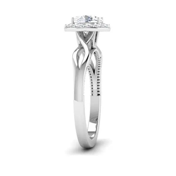 1-Carat Solitaire Halo Platinum Twisted Shank Engagement Ring JL PT 6579-C