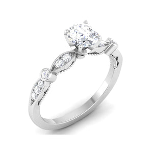 1-Carat Lab Grown Solitaire Diamond Accents Platinum Engagement Ring JL PT LG G 6581-B