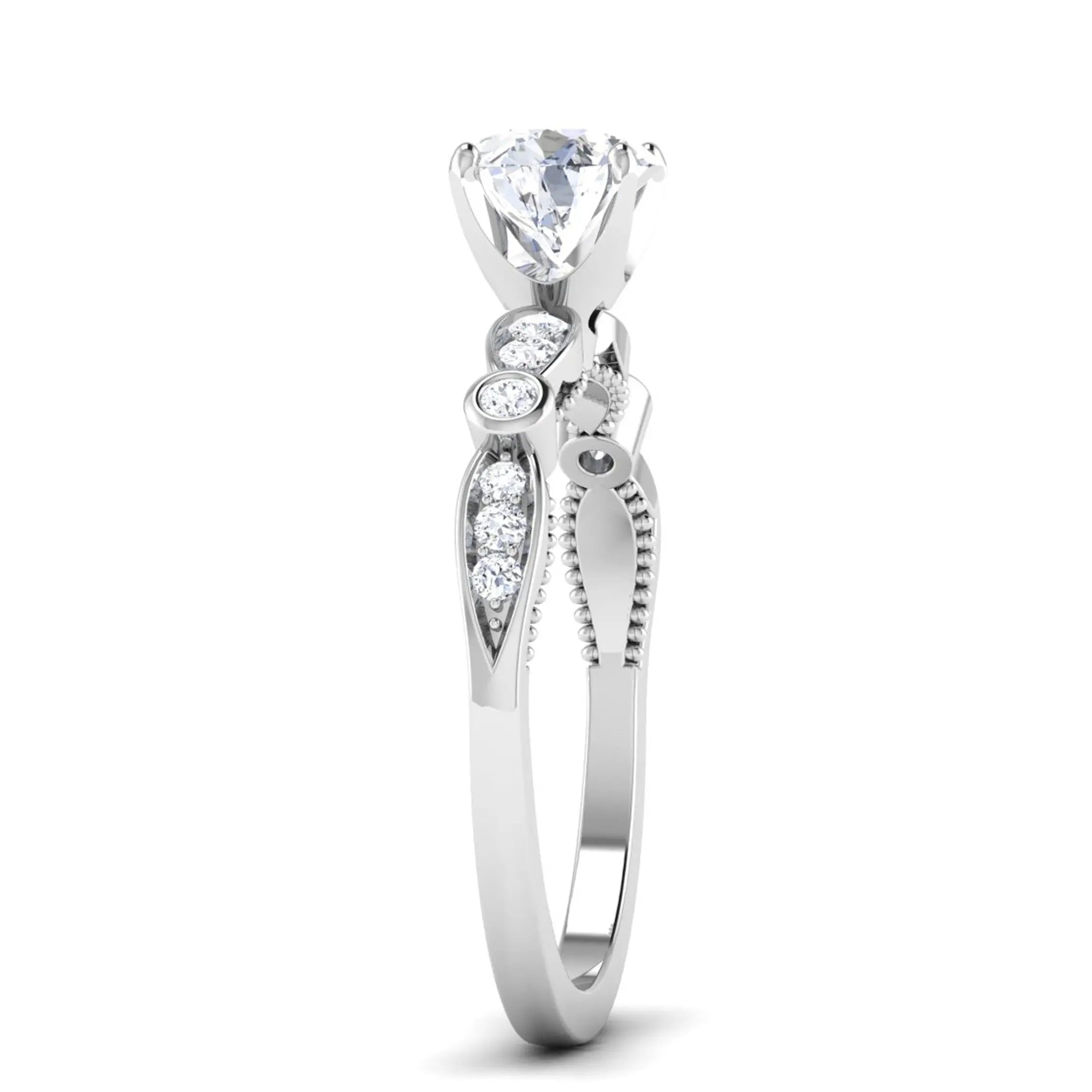 Designer 30 Pointer Platinum Diamond Shank Solitaire Engagement Ring JL PT 6581   Jewelove.US