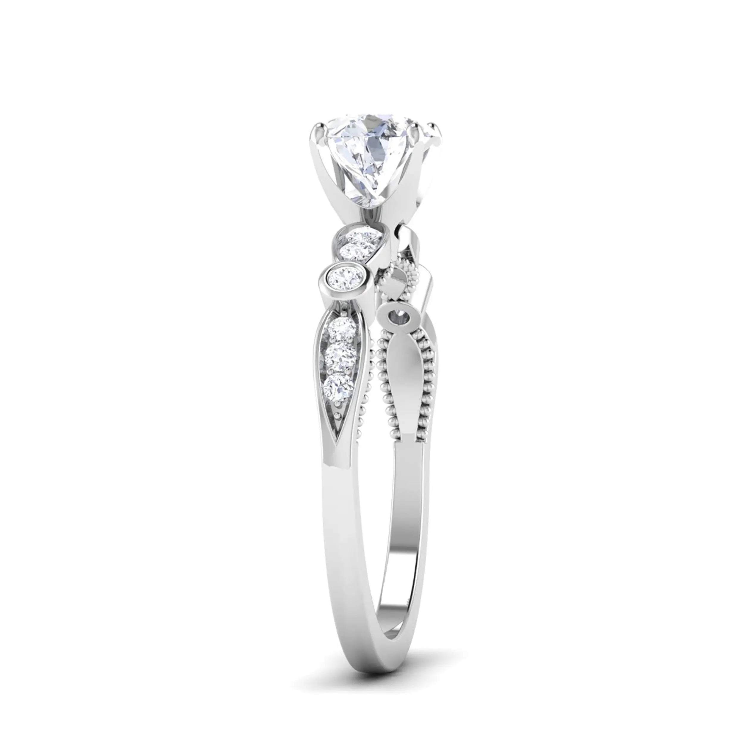 Designer 30 Pointer Platinum Diamond Shank Solitaire Engagement Ring JL PT 6581   Jewelove.US