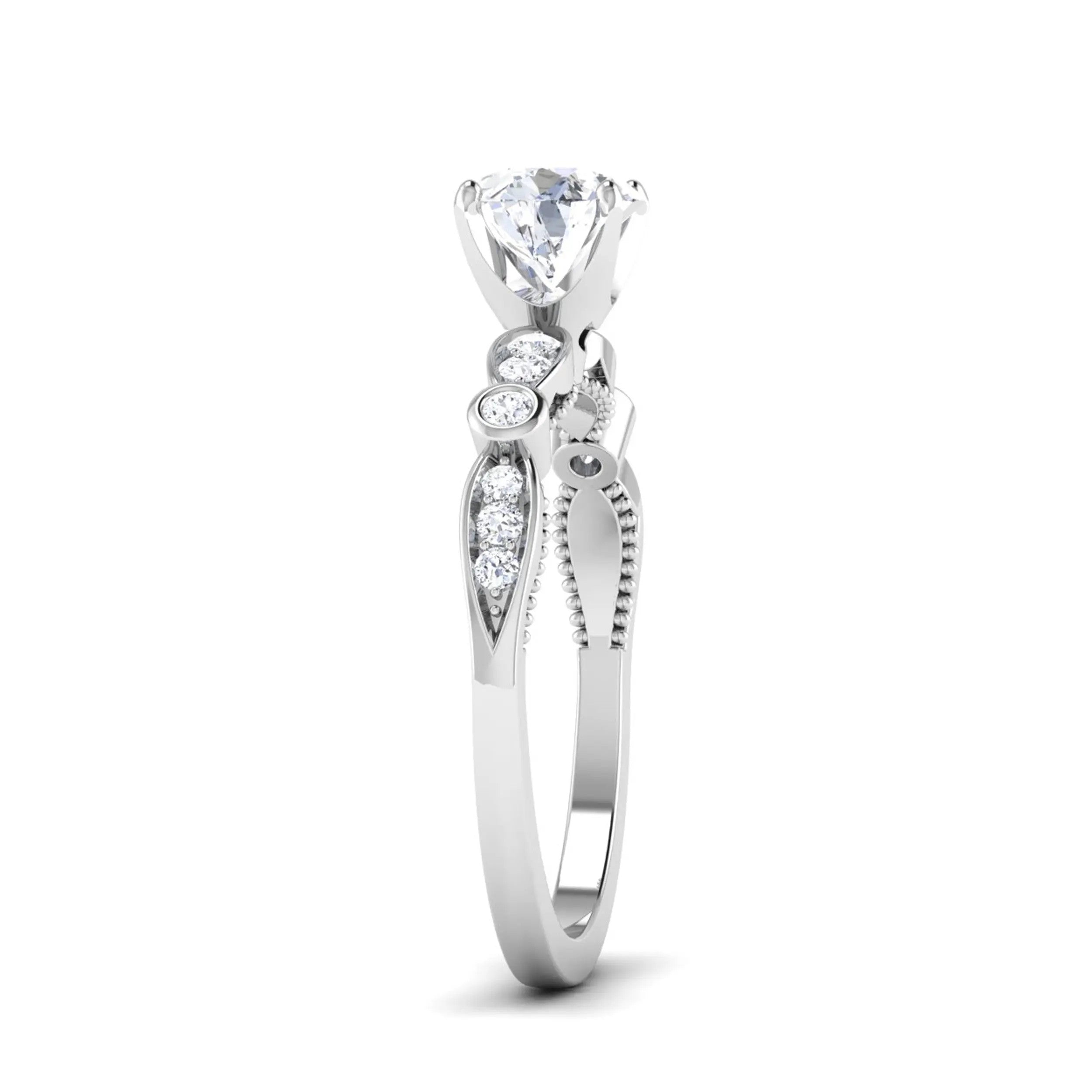 1-Carat Lab Grown Solitaire Diamond Accents Platinum Engagement Ring JL PT LG G 6581-B