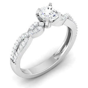 Designer 30 Pointer Platinum Double Shank Diamond Solitaire Engagement Ring JL PT 6994   Jewelove.US