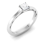 Load image into Gallery viewer, Designer 50 Pointer Princess Cut Solitaire Platinum Engagement Ring with Milgrain Finish JL PT 6578   Jewelove.US
