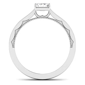 Designer 50 Pointer Princess Cut Solitaire Platinum Engagement Ring with Milgrain Finish JL PT 6578   Jewelove.US