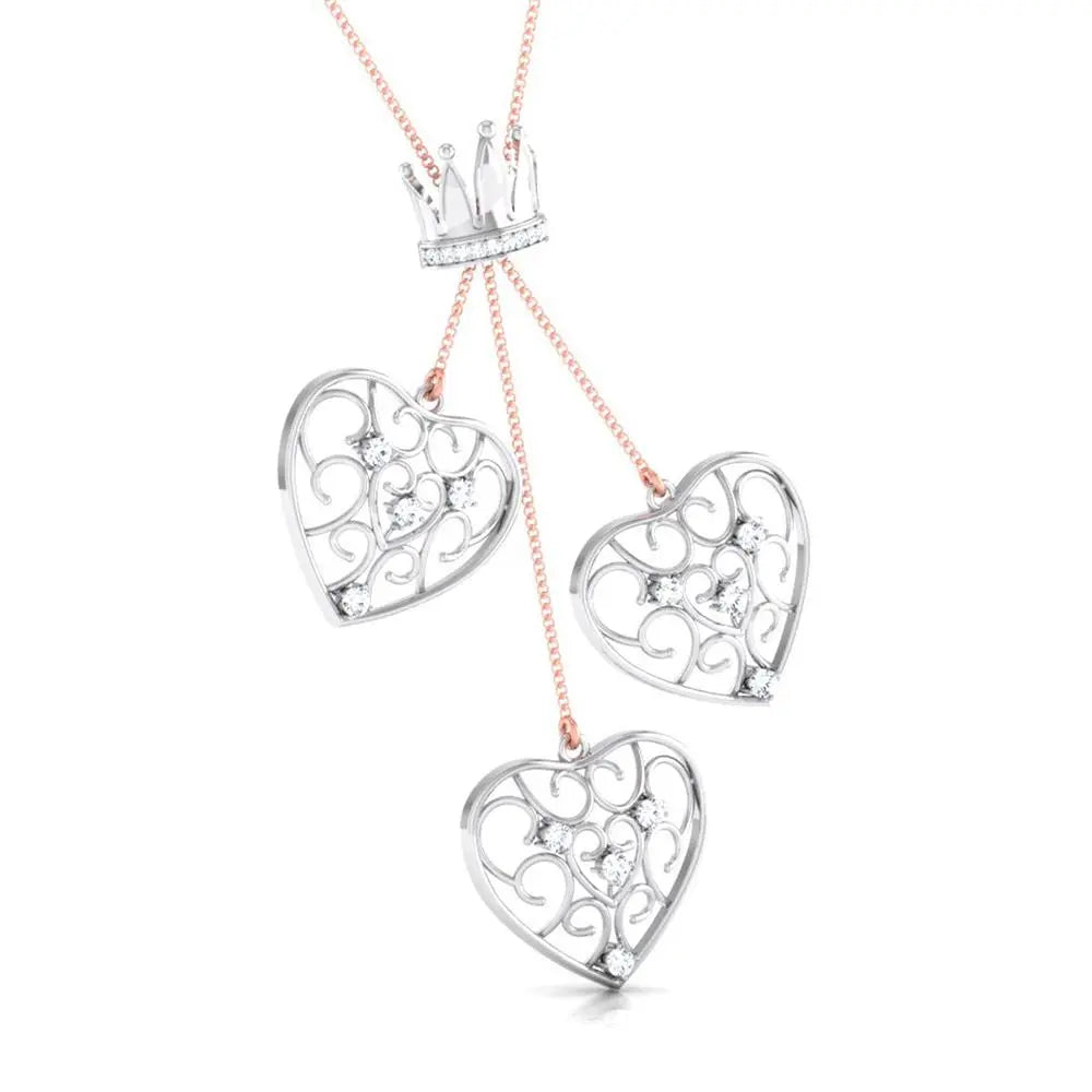 Designer Crown & Heart Platinum & Rose Gold Pendant with Diamonds JL PT P 8216   Jewelove.US