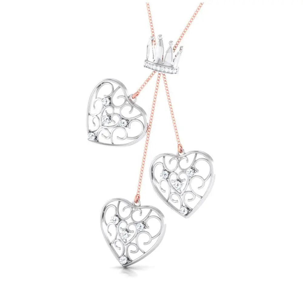 Designer Crown & Heart Platinum & Rose Gold Pendant with Diamonds JL PT P 8216   Jewelove.US