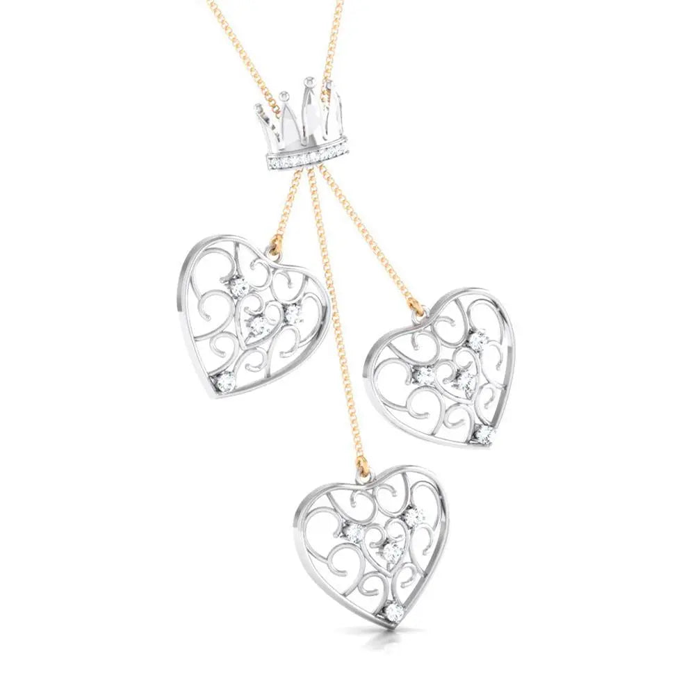 Designer Crown & Heart Platinum & Rose Gold Pendant with Diamonds JL PT P 8216   Jewelove.US
