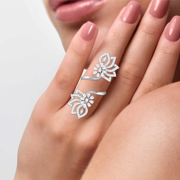American Diamond Ring Cocktail rings | Flower design rings for girls& –  Silvermerc Designs